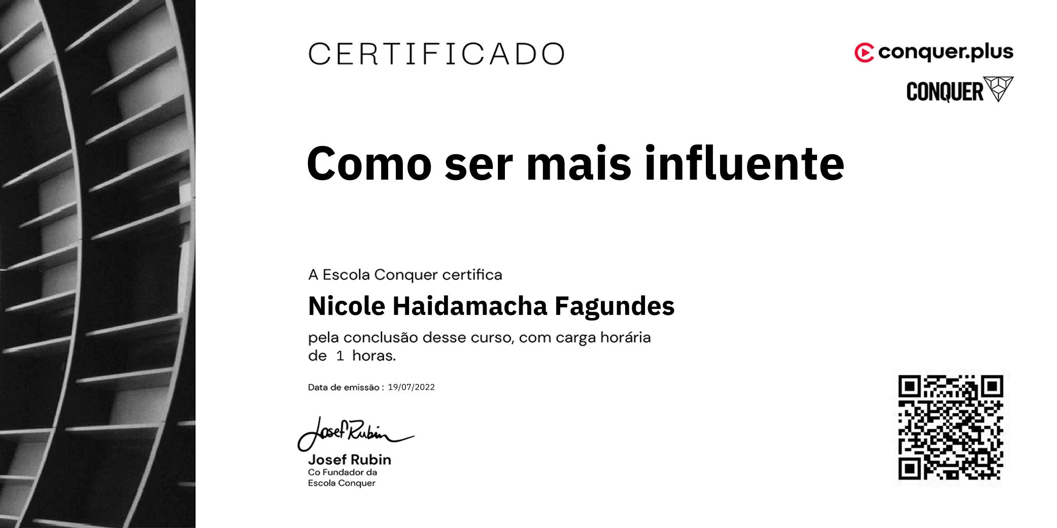 Certificado de Como ser mais influente